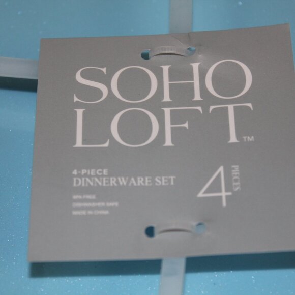 Soho Loft Dinner Plates Blue Shimmer Pearl Edge Set of 4 Melamine 10.75" NWT - Picture 4 of 6